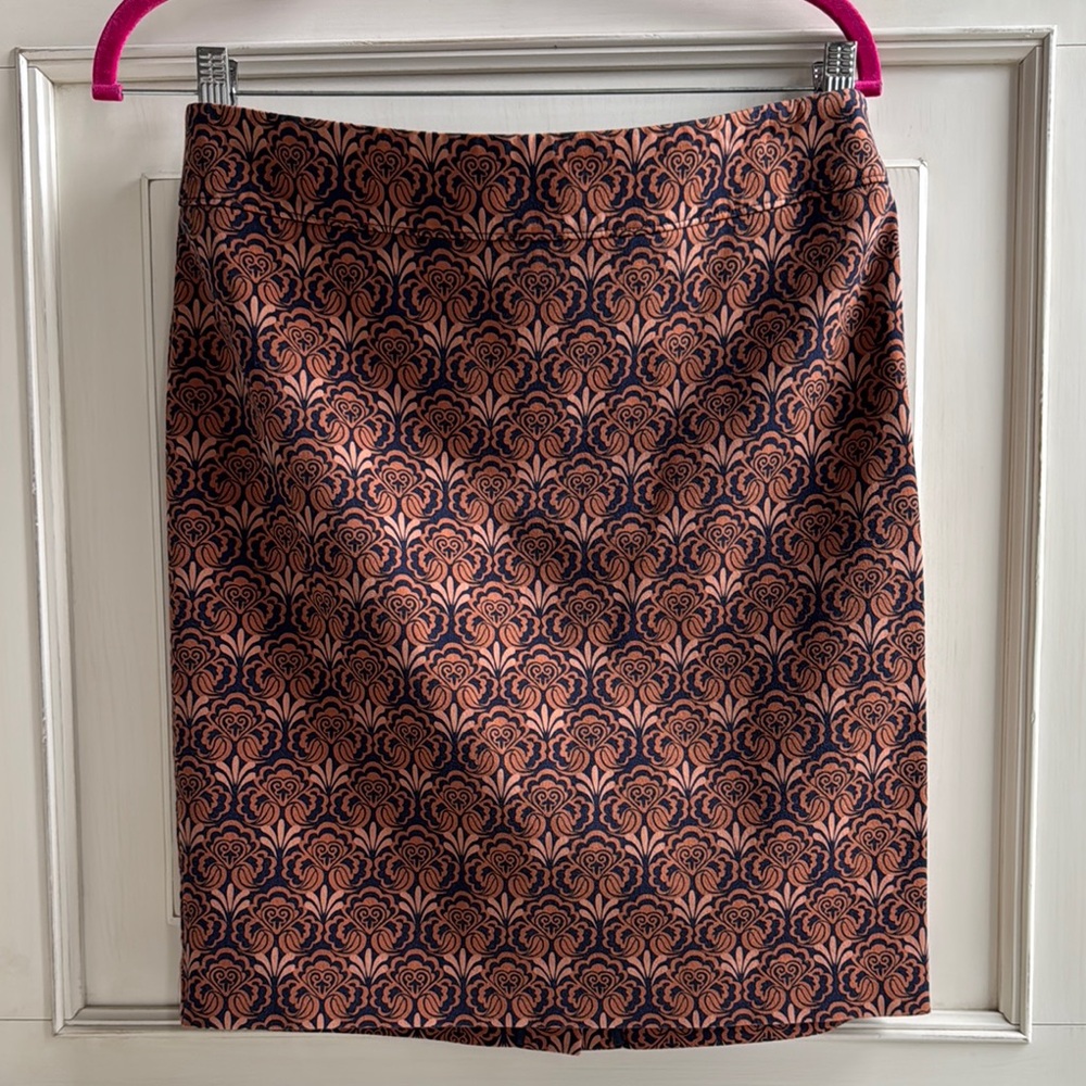 Elegant Patterned Pencil Skirt - Blue and Brown